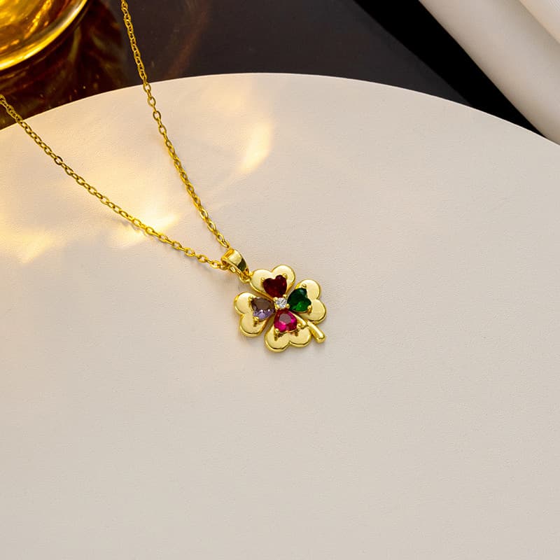 【 Titanium Steel 】 Lucky Necklace Women's Micro Set Love Zircon True Gold Electroplated Simplicity Ins Network Red