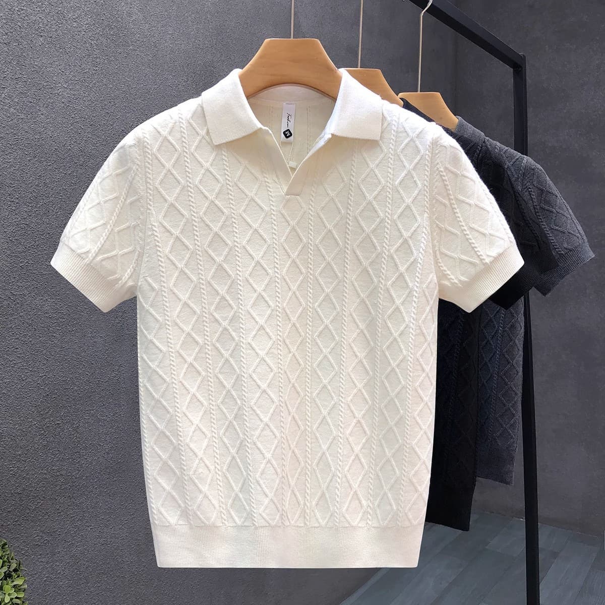 Men's Clothing Handsome Short Sleeved Sweater Trendy Brand Casual Half Sleeved Knitted Sweater Spring And Summer Bottoming Shirt