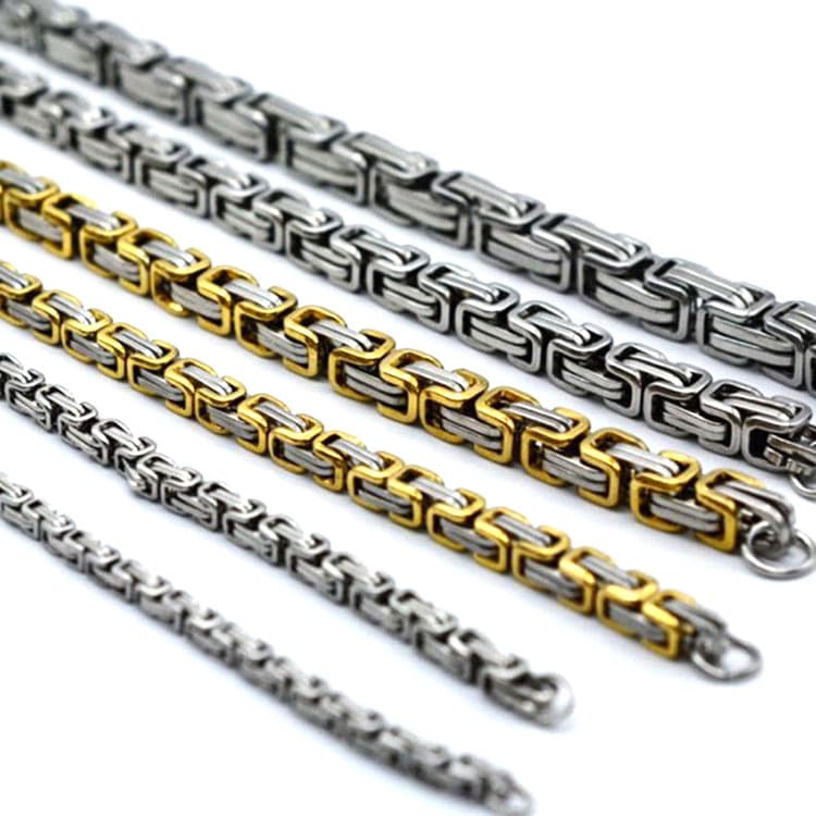 Fashion Hip Hop Stainless Emperor Byzantine Necklace Titanium Jetchain Men's Steel Neck Chain