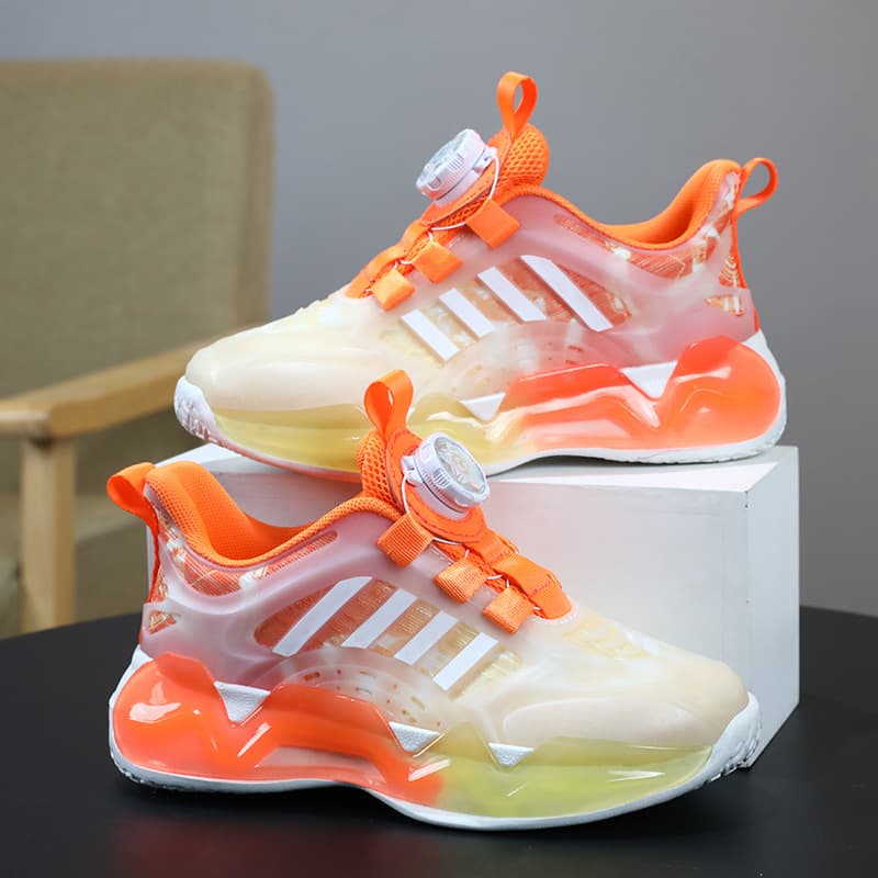Chaussures pour garçons, nouvelle collection printemps-automne 2023, maille respirante, boucle rotative blanche, chaussures de sport pour enfants, c