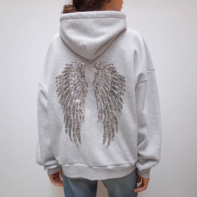 Celestial Rebel – Winged Sequin Jogger Set (XS-XXXL, Polyester Flight Mode)