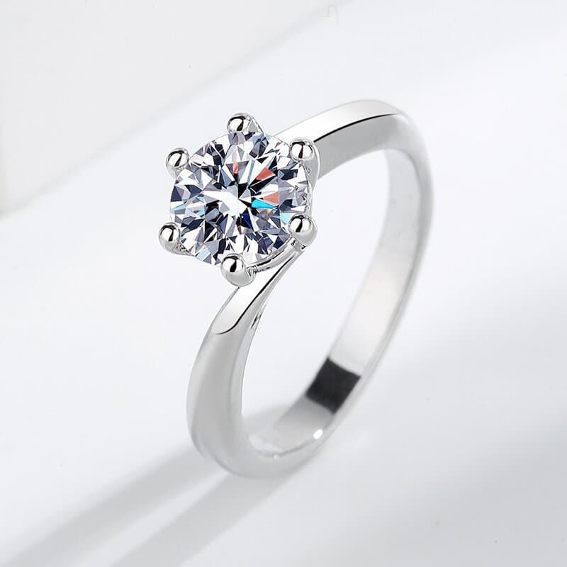 Six Claw Twisted Wall 1 Carat Silver Electroplated Mosang Stone Women's Ring Live Broadcast