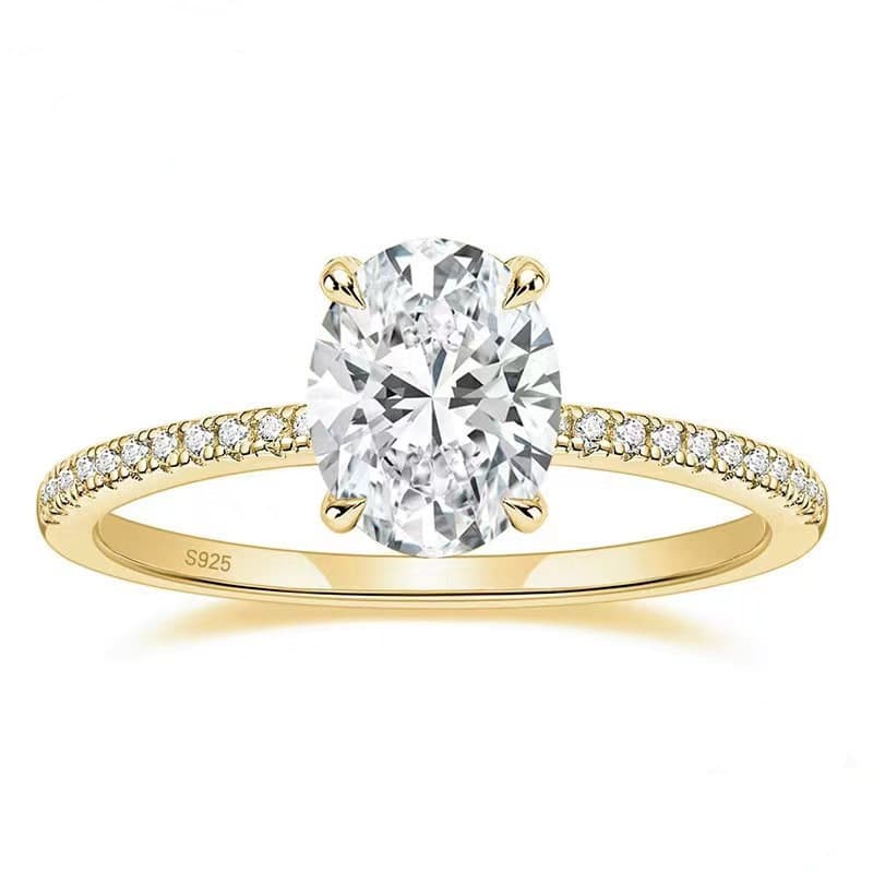 Sterling Silver S925 Moissanite Ring Oval Pigeon Egg 3 Carat Diamond Ring