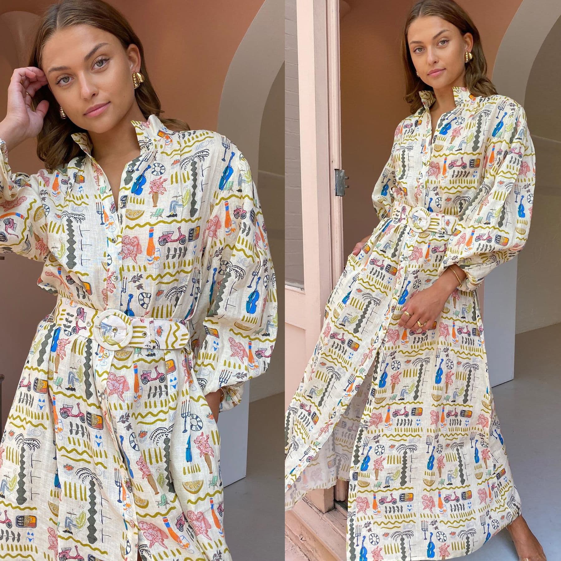 Women's Clothing Long-sleeved Printed Casual Dress Loose Holiday Dress For Women