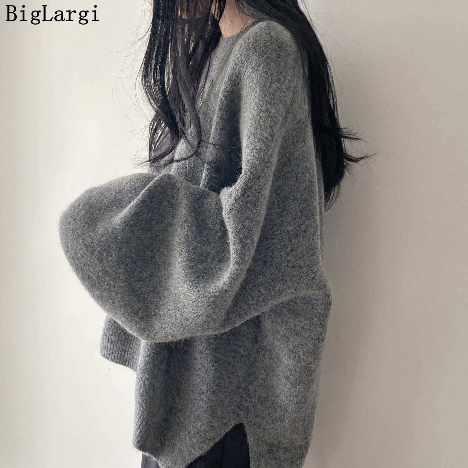 Lazy Style Oversize Femme Pullover Tops Office Lady Soft Long Sleeve Autumn 2023 OL Warm Chic Women Knitwear Sweaters