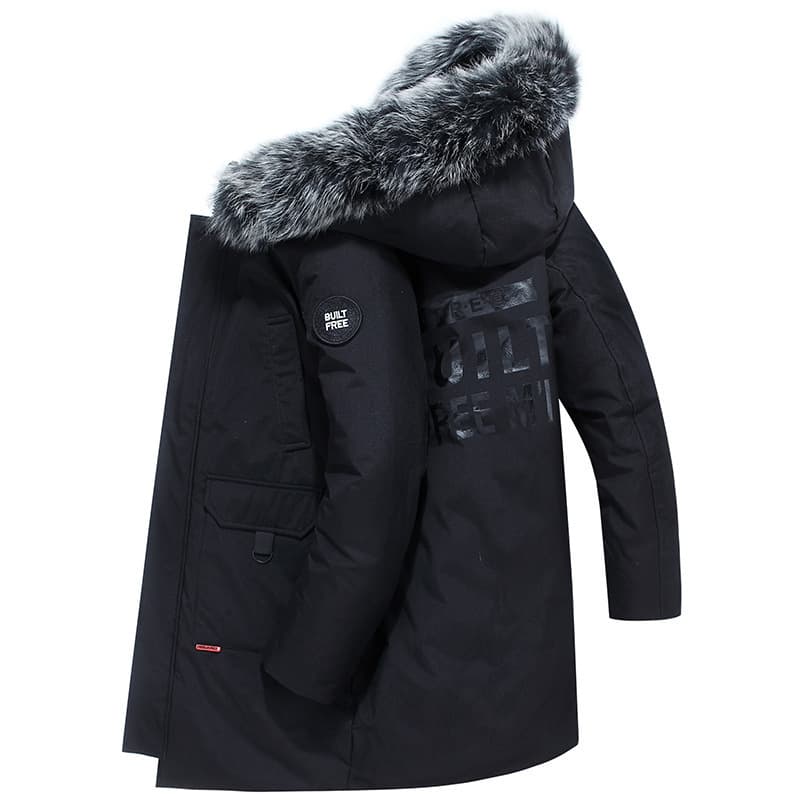 Men's Clothing Down Jacket Medium And Long Loose Mink Large Fur Collar Thickened Warm White Duck Down Jacket
