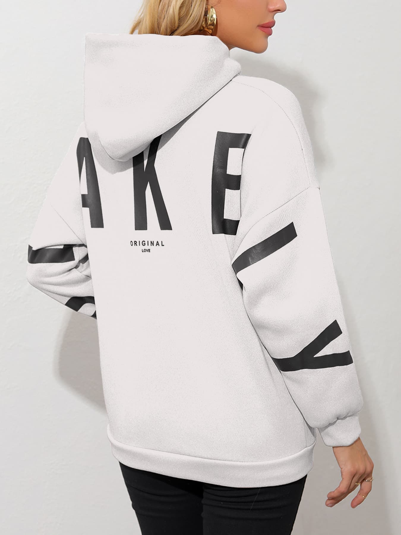 Sweat-shirt à capuche ample en polaire épaisse imprimée, collection automne-hiver pour femme