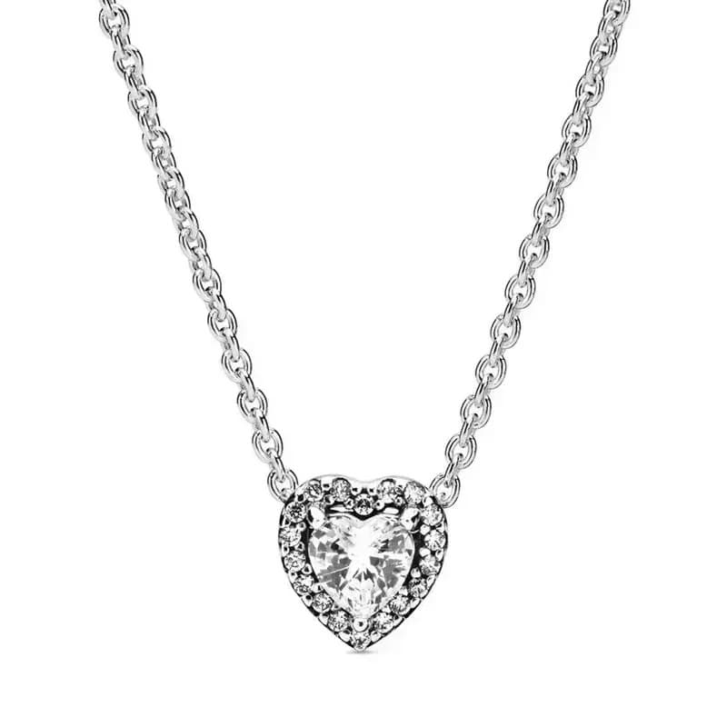 Collier en forme de cœur en argent S925 plaqué cuivre blanc de la série Love