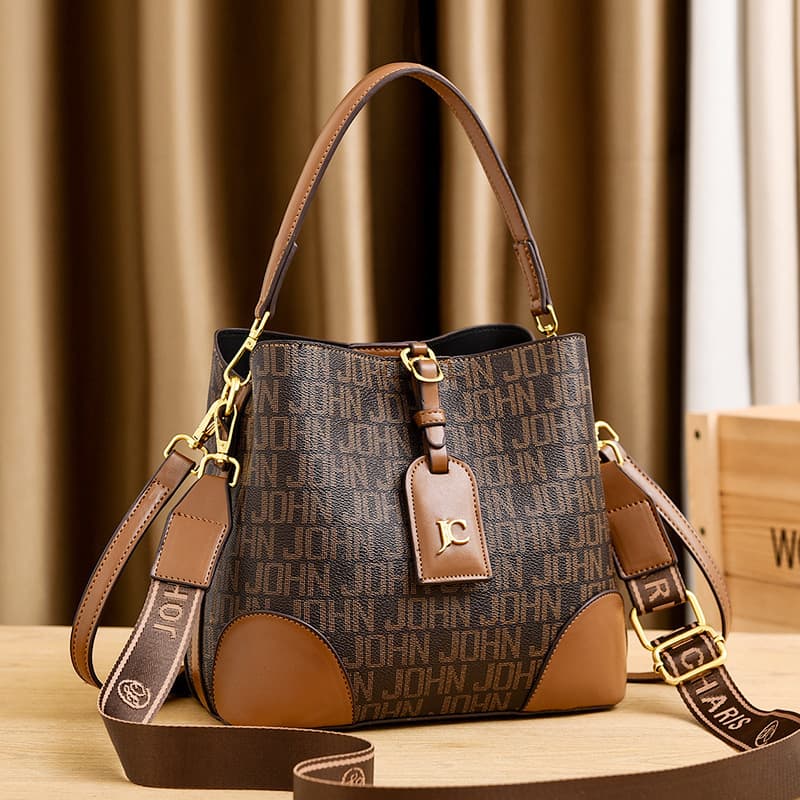 2025 New Bucket Single Shoulder Crossbody Handbag Wide Strap Women's Bag