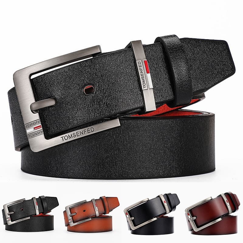 VOOTHOST New Men's Belt Alloy Pin Buckle Casual Jeans Belt Male All-match Leather Formal Business Designer Waistband F0045