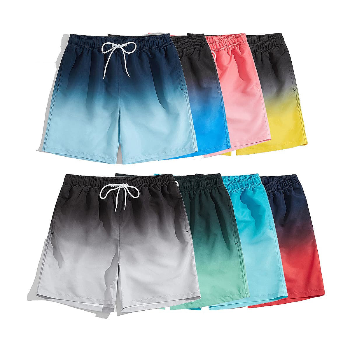 Men's Gradient Color Swimming Trunks Anti-Embarrassment Loose Quick-Drying Casual Beach Pants