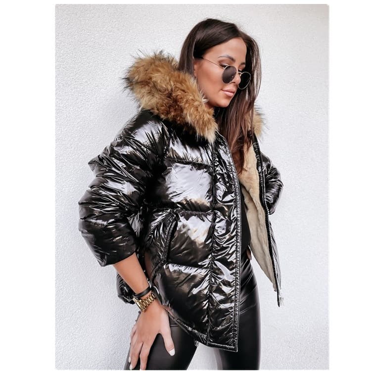 Women's Clothing Hooded Loose Short Cotton Clothing Solid Color Fashion Warm Zipper Cotton Clothing