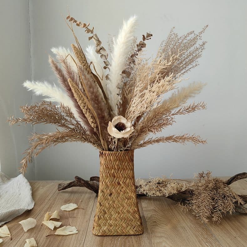 Artistic Retro Natural Reed Dried Bouquet Set Clothing Store Window Decoration Home Desktop Real Flower Ornaments