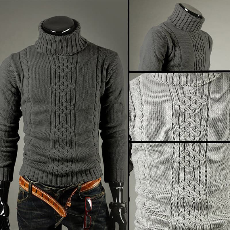 Men's Clothing new men's thickened turtleneck sweater youth long sleeve warm sweater men's top