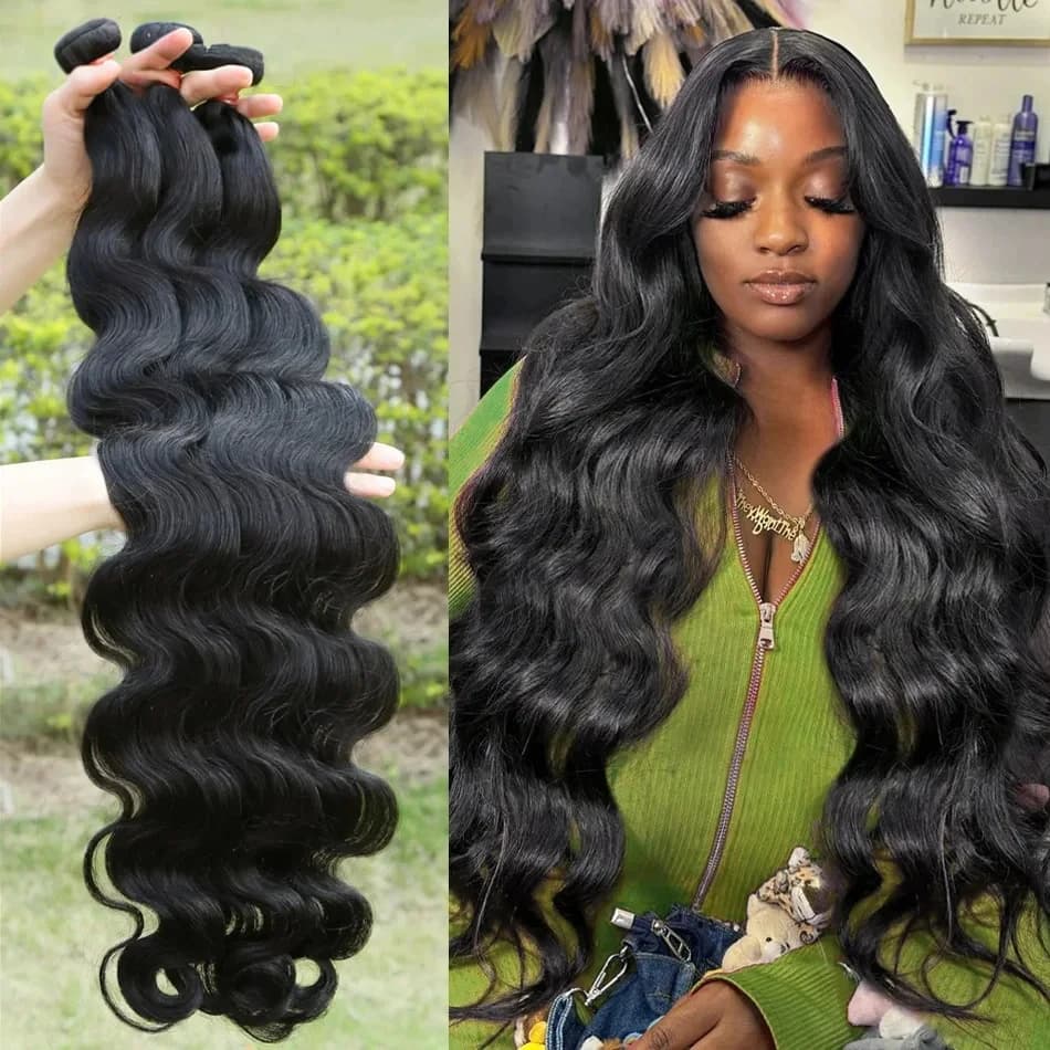 32 inches Body Wave Human Hair Bundles Remy Raw Virgin 100% Human Hair Water Wave Extensions 3 4 Deal