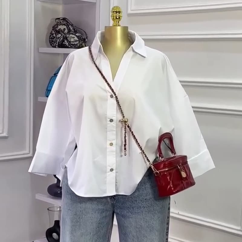 Chemise à rayures ample pour femme - Blouse décontractée, douce et tendance pour l'automne