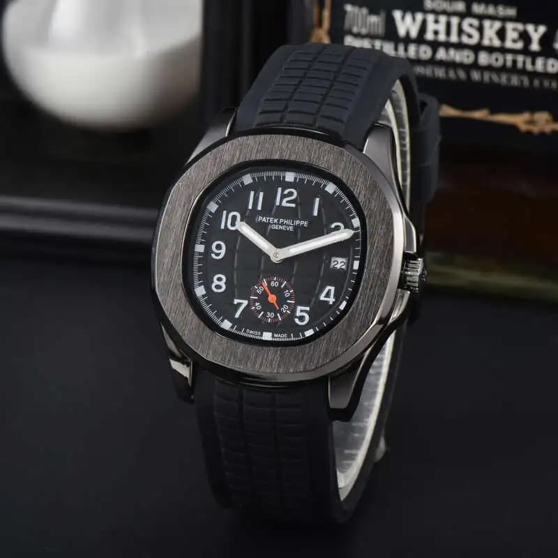Montre à quartz Patek Classic noire pour homme, bracelet en caoutchouc, de haute qualité