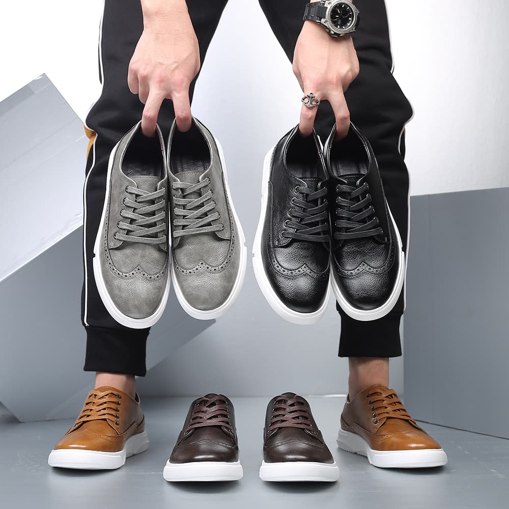 Men’s Shoes large size casual shoes lace up brogue retro single shoes