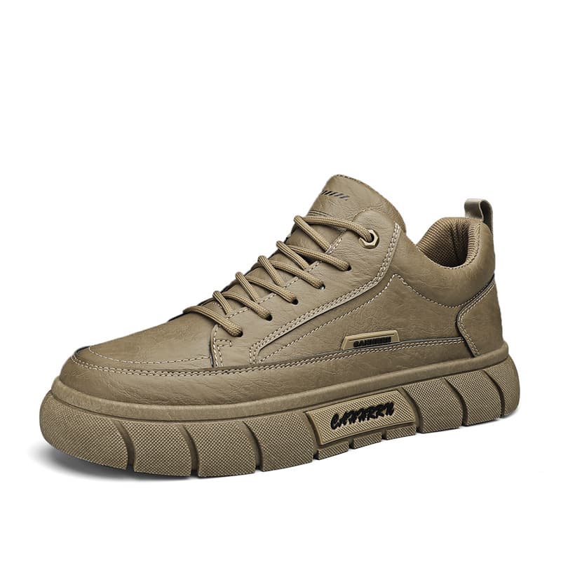 Men's Casual Leather Shoes Thick Soles All-In-One Work Board Shoes Low Sports Men's Shoes