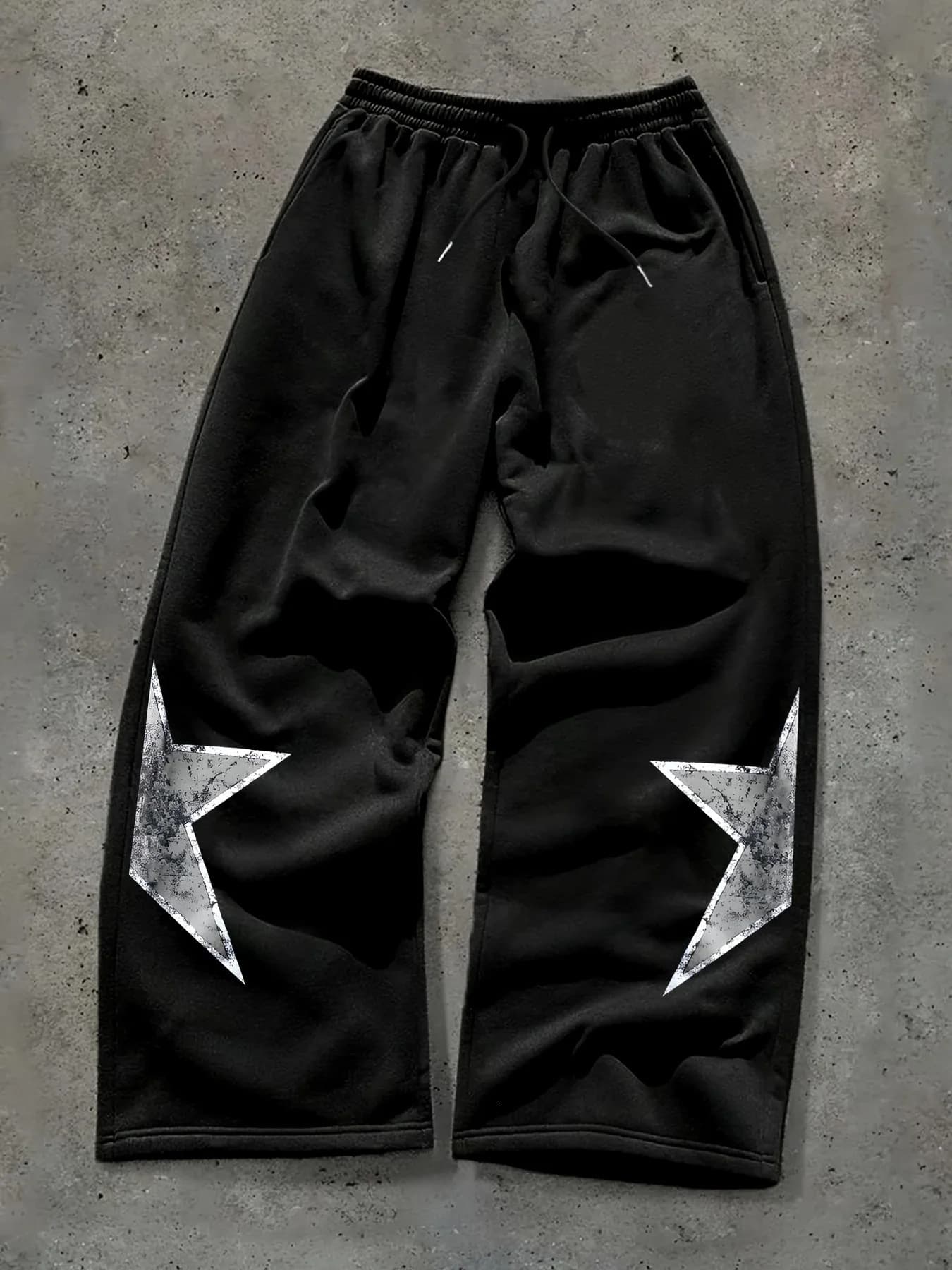 Pantalon de jogging unisexe ample à imprimé gothique avec cordon de serrage à la taille - Style Y2K, coupe décontractée, pour hommes et femmes
