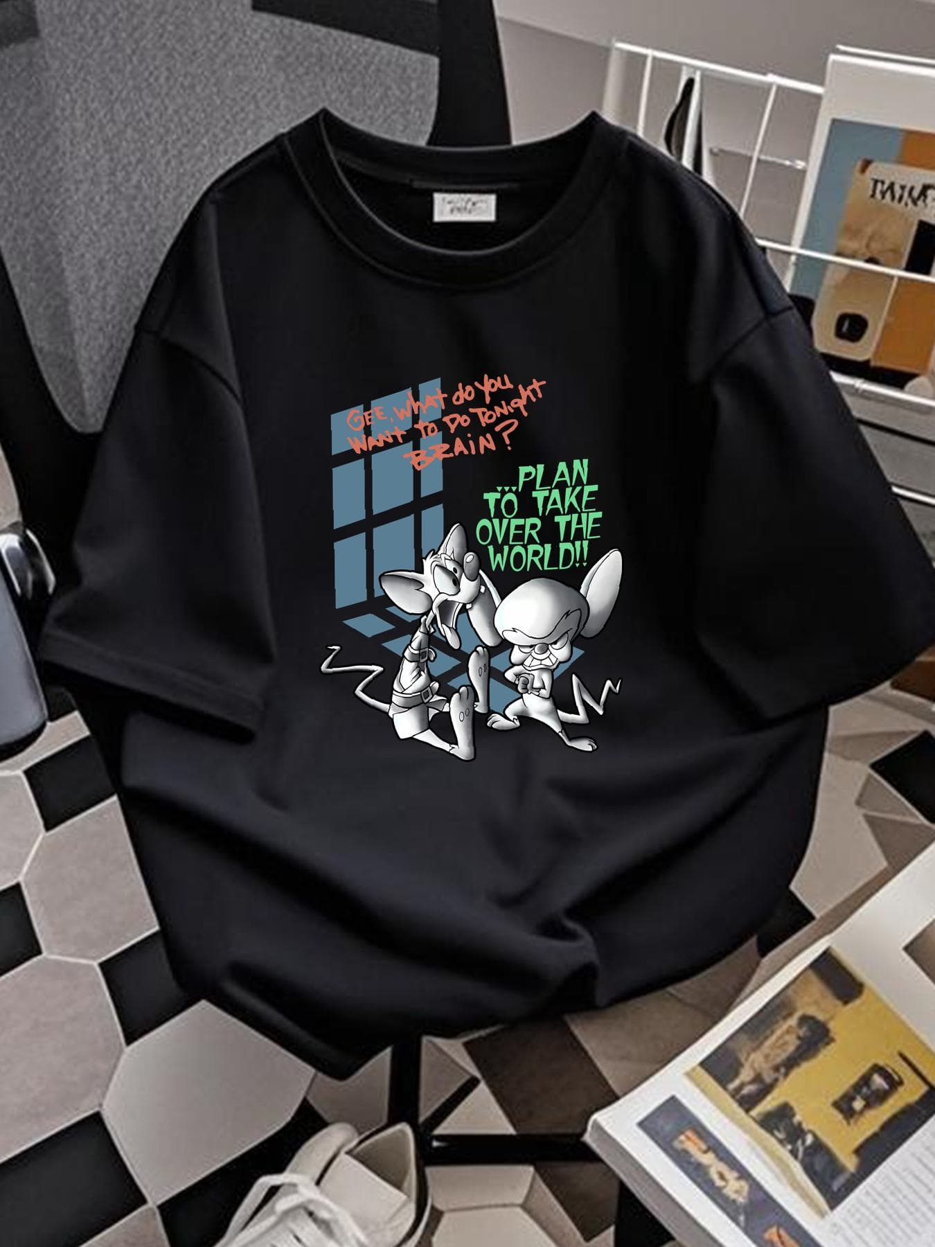 Rare VTG CHANGES Pinky & The Brain Take Over The World Jail 1995 T Shirt 90s XL Casual Comfortable Summer Breathable Streetwear Graphic Fashion