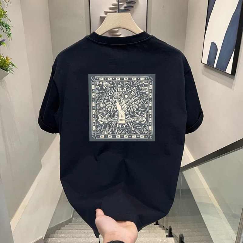 Men's Clothing Cotton Short-sleeved T-shirt Men's Summer New Niche Design Sense High Street Round Neck Half-sleeved Top