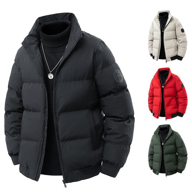 "Men's Quilted Stand Collar Jacket - Thickened Cotton-Filled Winter Coat, Loose Fit Casual Outerwear In Black, Red & More"