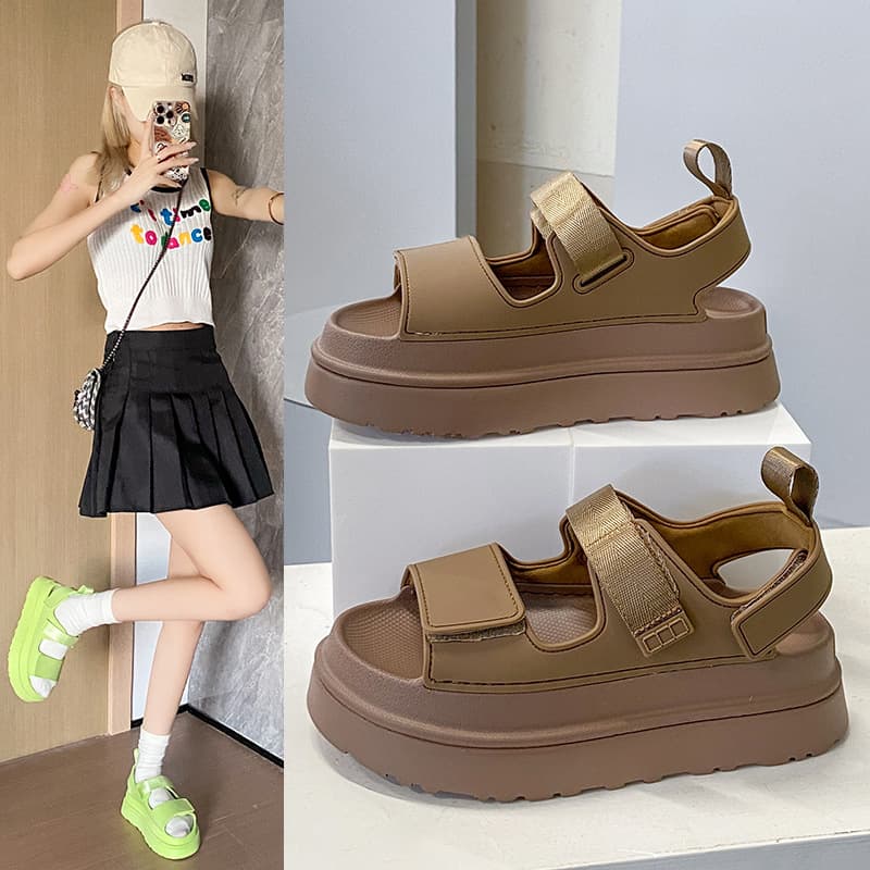 Women's Breathable Comfortable Sandals Rubber Sole Ergonomic Design Velcro Strap Beach Shoes For Long Term Standing And Commuting