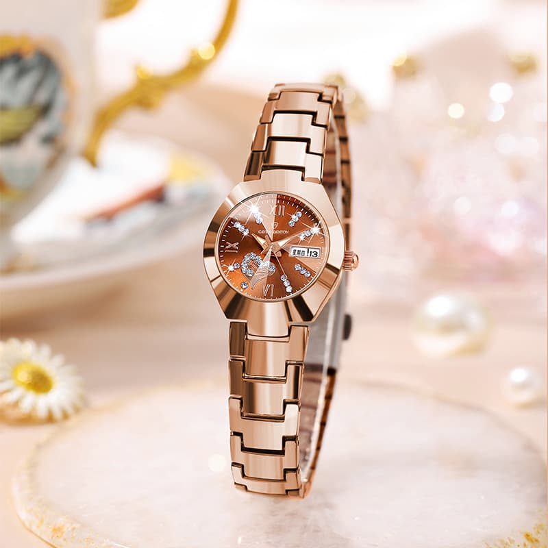 Korean Fashion Trend Women's Dual Calendar Diamond Waterproof Glow Watch