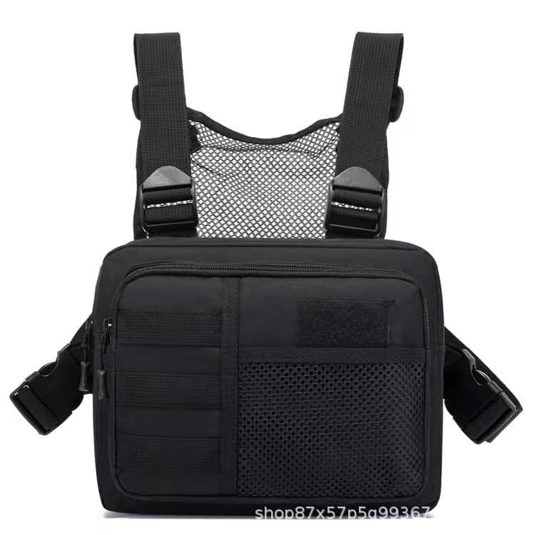 Tactical chest bag, sports running vest bag, camouflage functional backpack, trendy casual vest, chest hanging camouflage bag