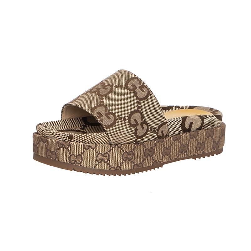 Pantoufles G unies pour femmes, chaussures à plateforme décontractées et chaudes à enfiler.