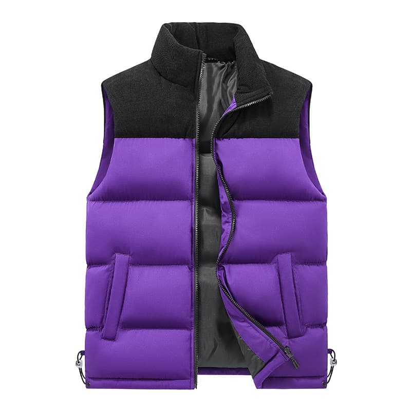 Men's Autumn And Winter Loose Fashion Colorblock Thick Sleeveless Waistcoat Warm Vest Jacket