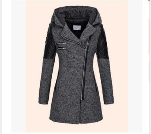 Women'S Autumn And Winter Models. High Quality Diagonal Zipper Hooded Woolen Windbreaker Jacket