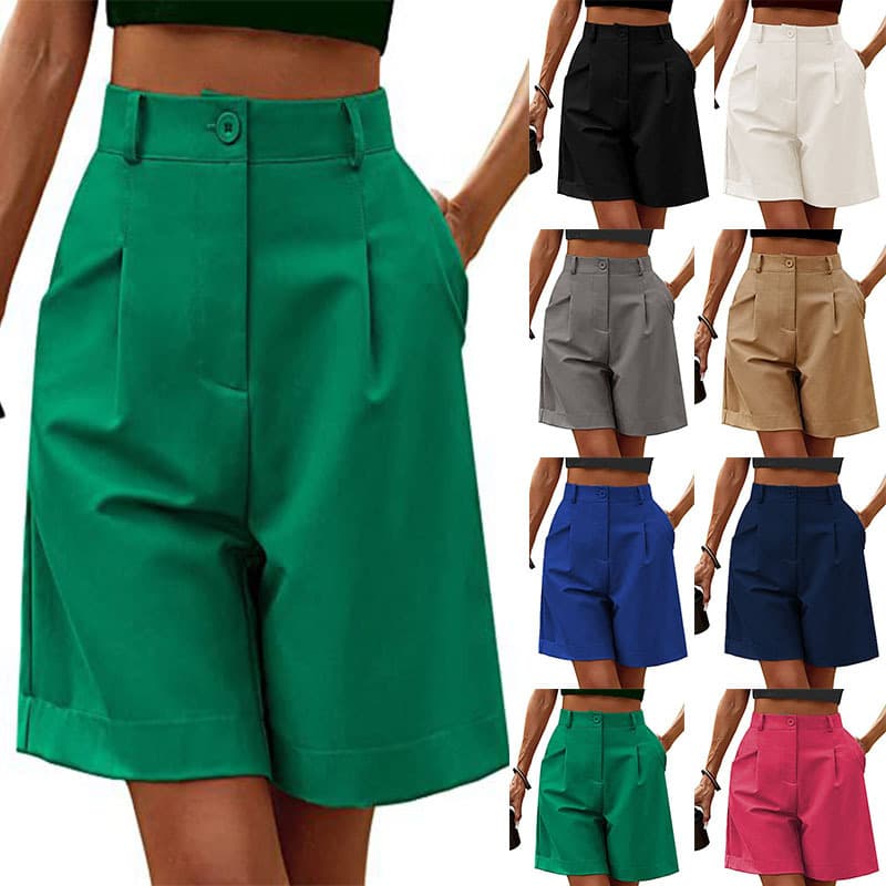 Women's Clothing new women's summer thin high waist loose slim straight casual mid length pants breathable wide leg shorts