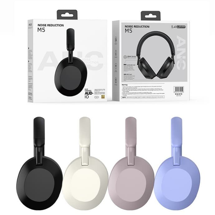 M5 Wireless ANC Headphones – Over-Ear Bluetooth 5.4 Headset (40-Hour Playtime, Active Noise Cancelling, Built-in Mic, Foldable Design)
