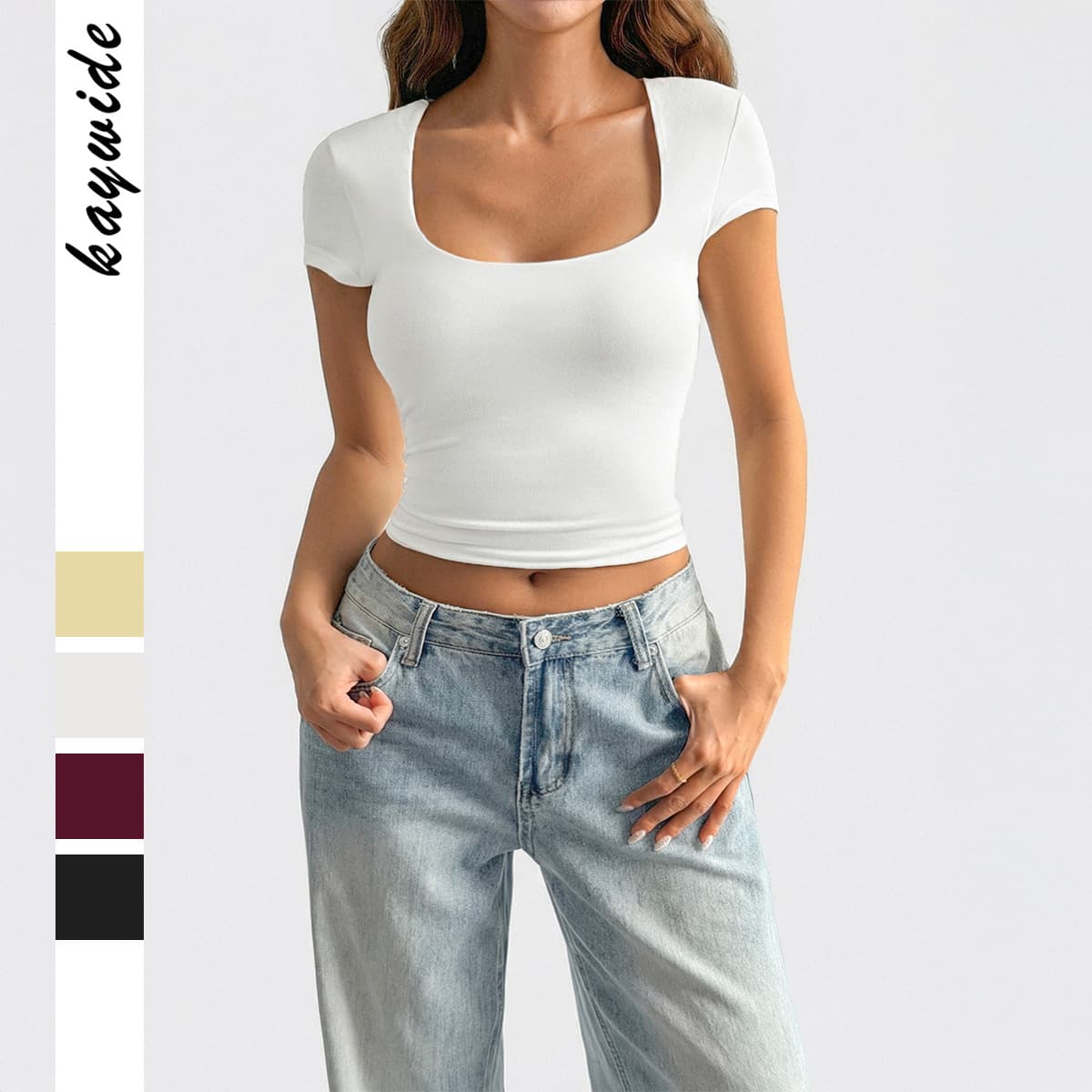 Y2k Staple Sleeveless Tee – Versatile U-Neck Cropped Tank Top (White/Black/Burgundy/Yellow, S-Xl) Cultural Fluidity