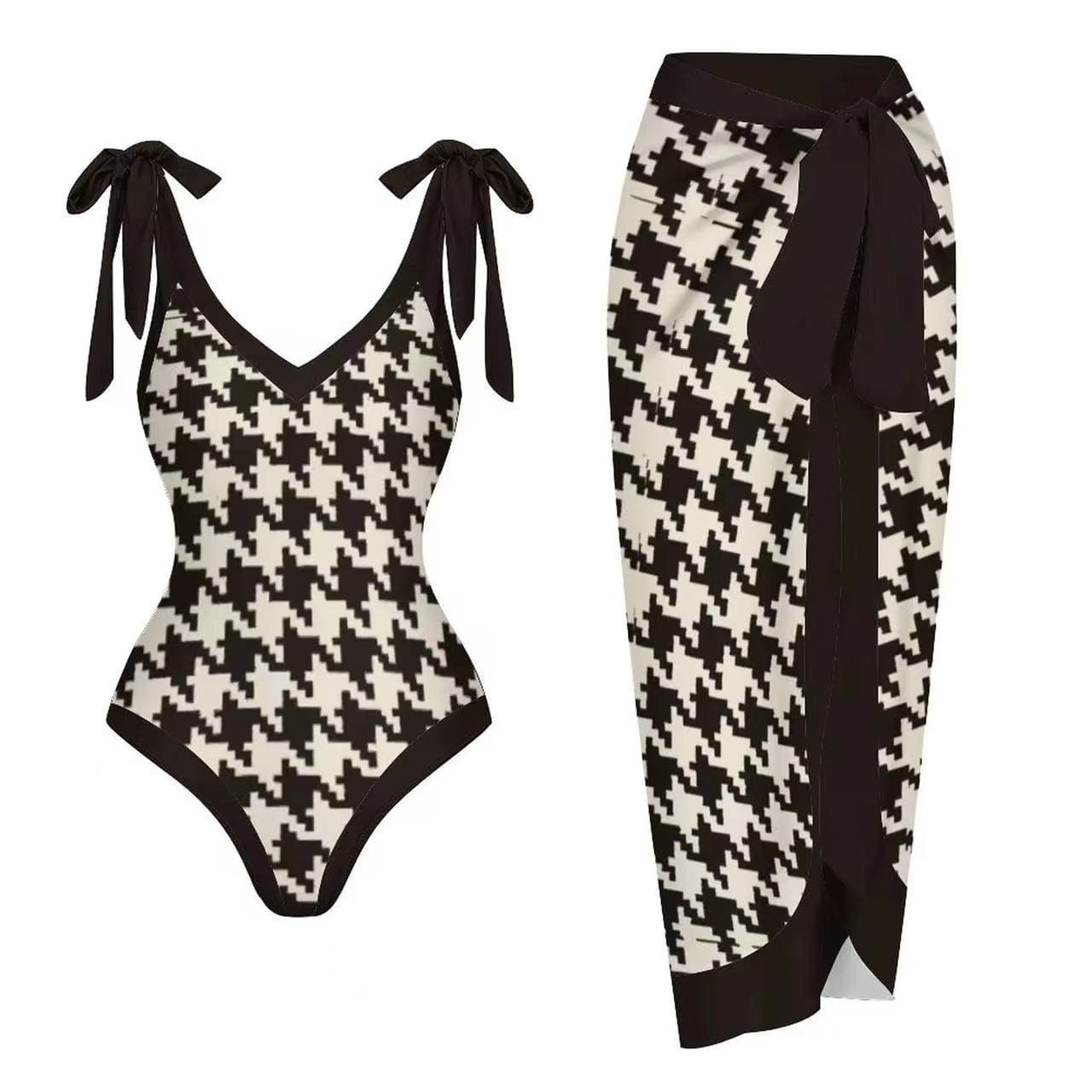 Adjustable Apron One-Piece Swimsuit – Double Strap & Tummy Control Design (S-XL, 5 Prints) – UPF50+ & Quick-Dry Fabric