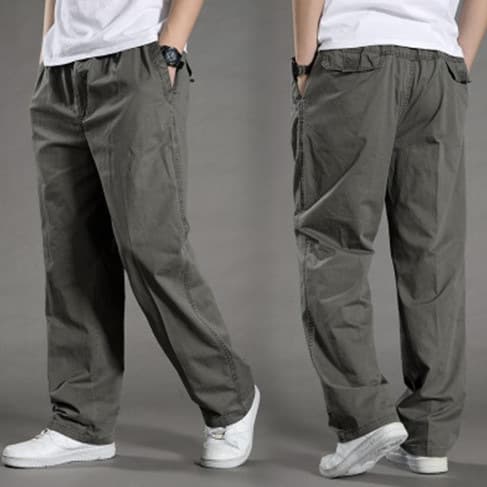 Men's Clothing casual pants plus overalls large size loose men's long pants main version elastic waist
