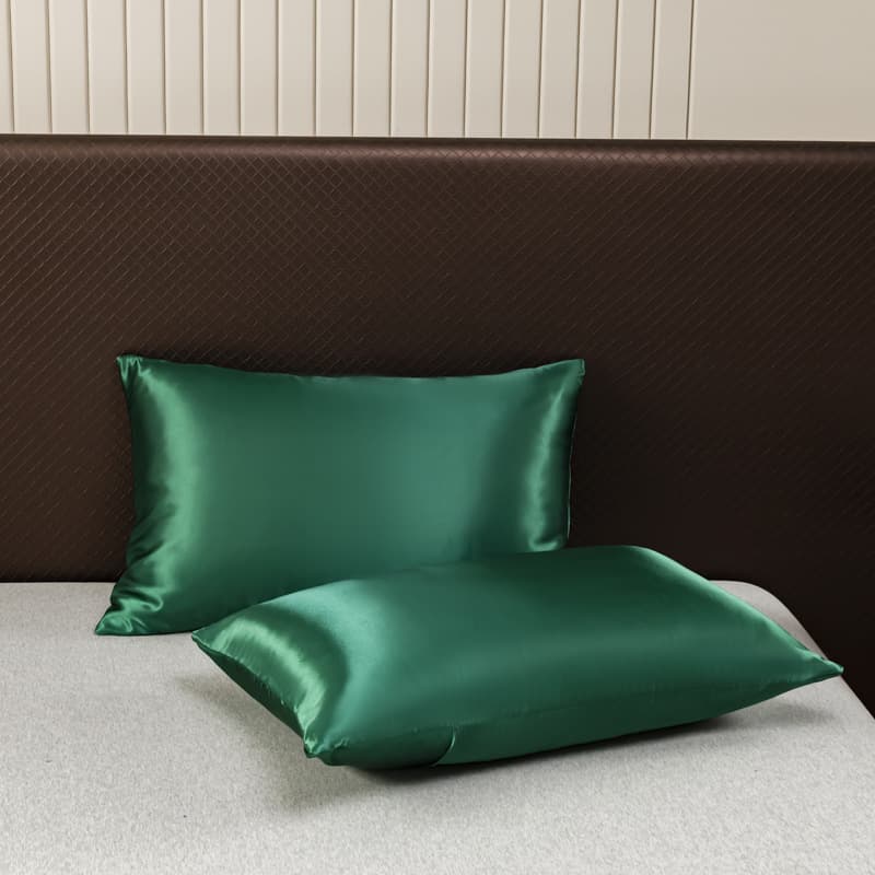 Solid Color Satin Pillowcase Set - 2 Pack Luxury Envelope Closure Silk-Like Pillow Covers Standard/Queen Size