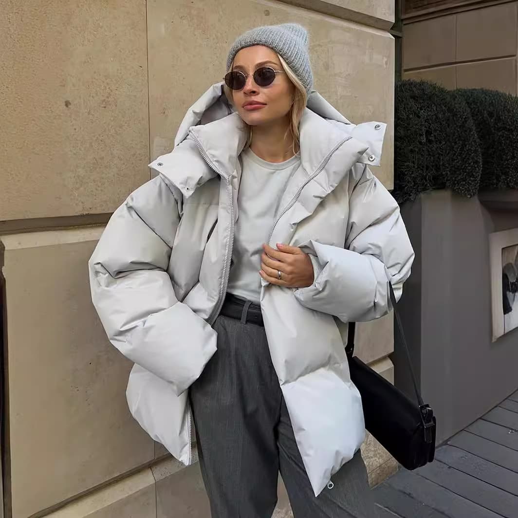 Women's Winter Padded Jacket - Lightweight Warm Coat With Detachable Hood, Streetwear Fashion, Polyester Fiber, Loose Fit, Multiple Colors