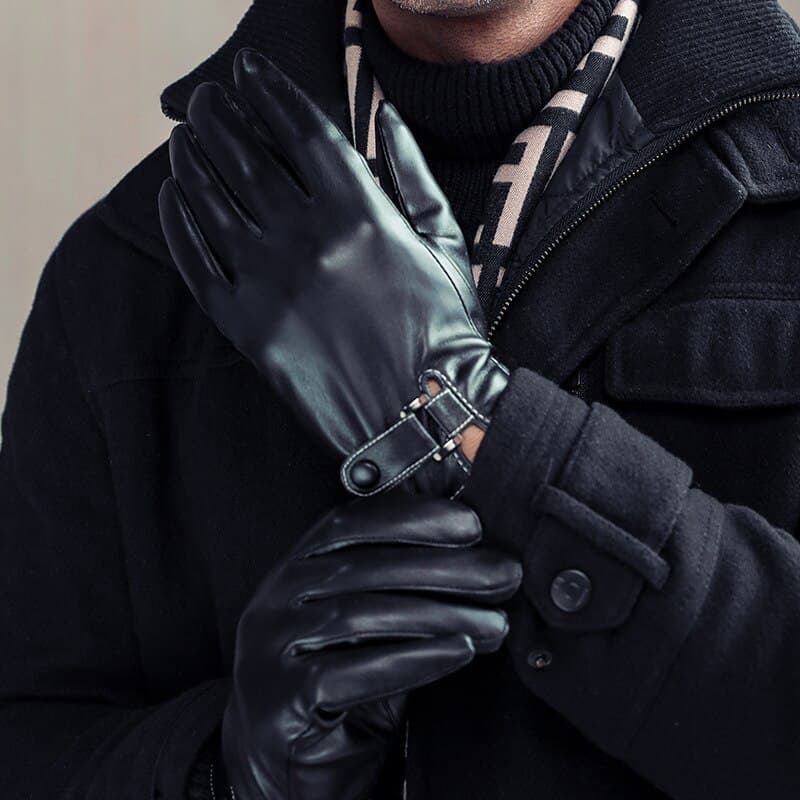 Men Gloves Black Winter Mittens Keep Warm Touch Screen Windproof Driving Guantes Male Autumn Winter PU Leather Gloves