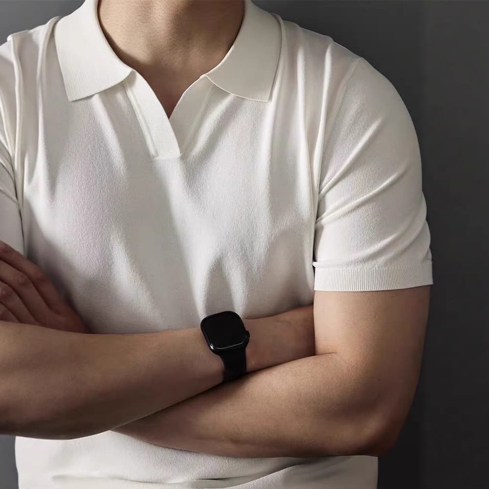 Men's Clothing V Neck Polo White Polo Sweater T Shirt Casual Solid Color Lapel Slim Short Sleeve Shirt