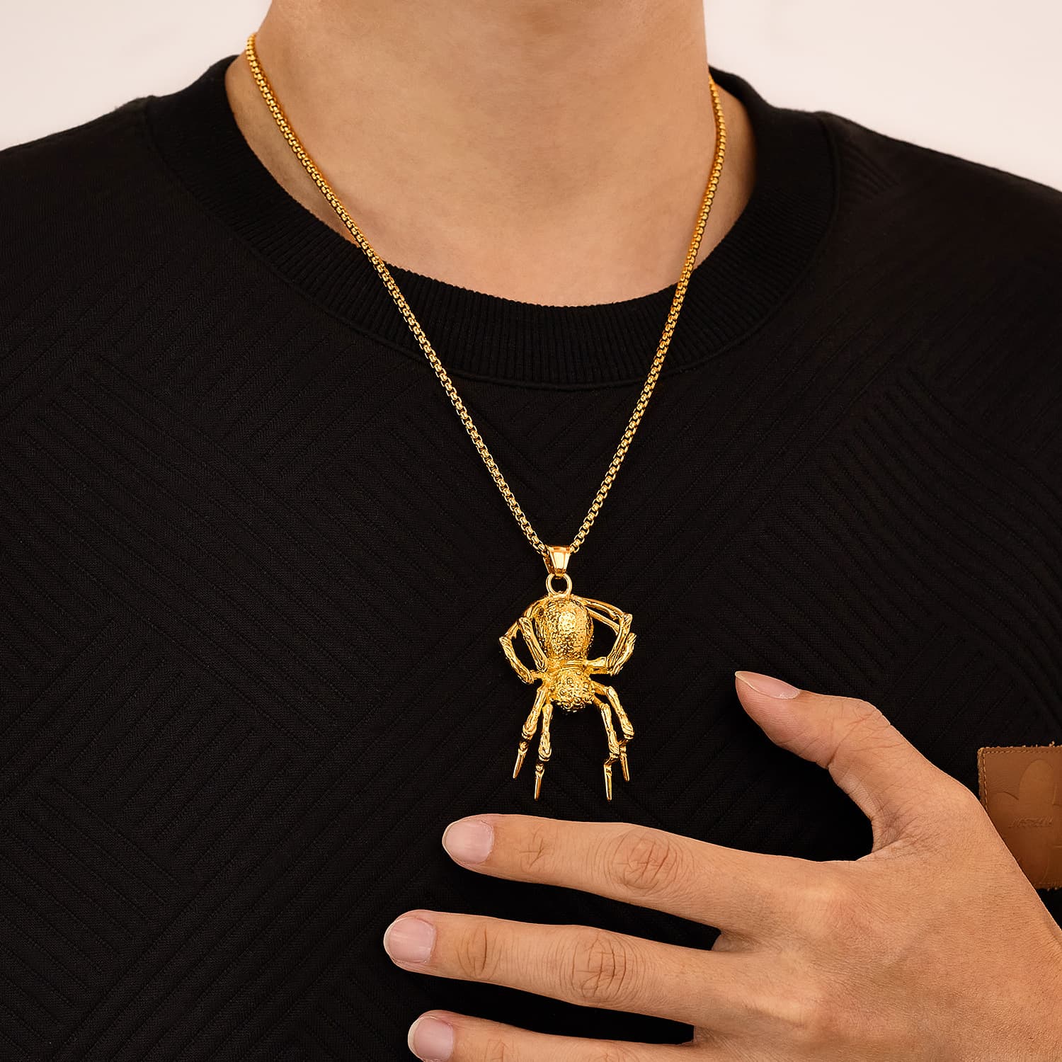Men's Punk Style Stainless Steel Spider Pendant Necklace - Gothic Hip Hop Jewelry For Bold Fashion Statements Spider-Pendant Titanium Steel