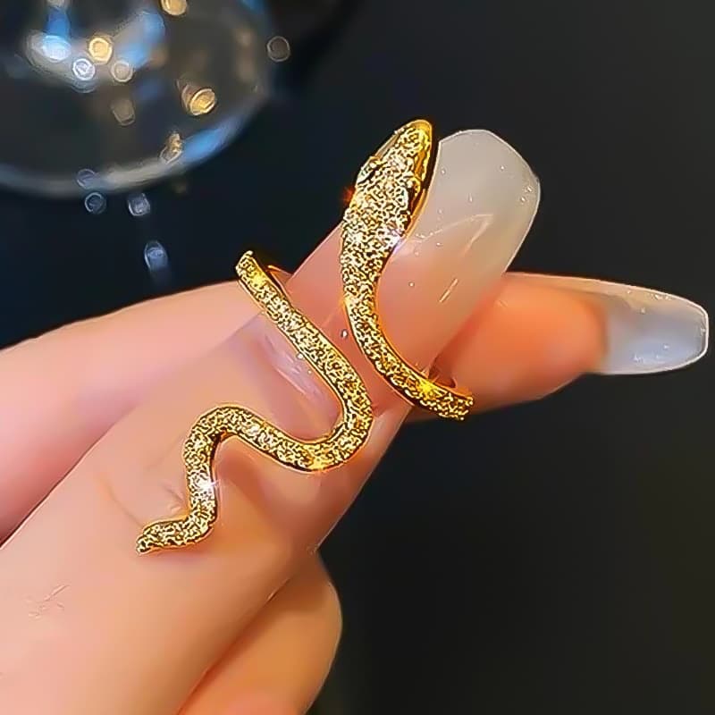 Hot Selling rhinestone snake ring female niche design cold style high-end open personality unique index ring fashion ring