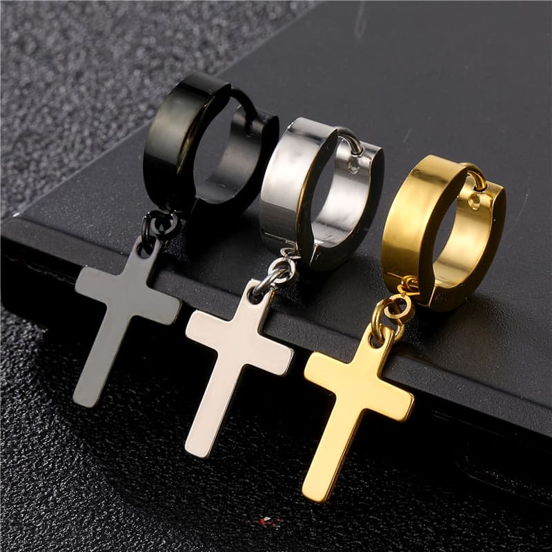 high quality cross titanium steel ear clips fashionable ear bone clips punk ear studs stainless steel trendy earrings