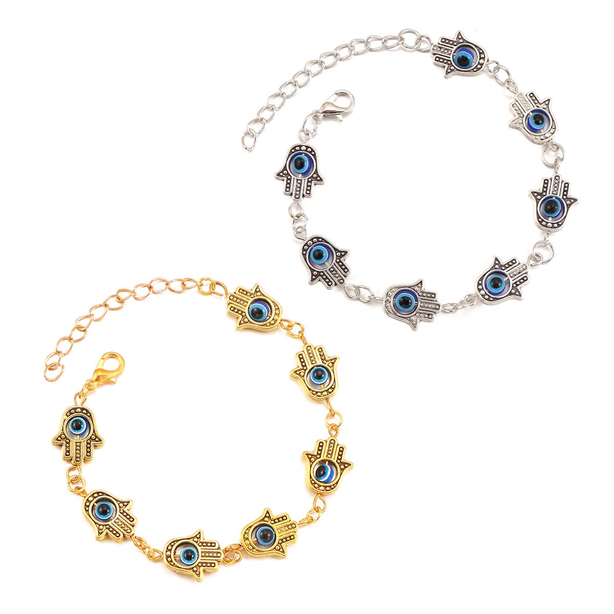 New Fashion Hot Selling European and American Trendy Jewelry Weaving Bracelet Fatima Hand Devil's Eye Bracelet Female