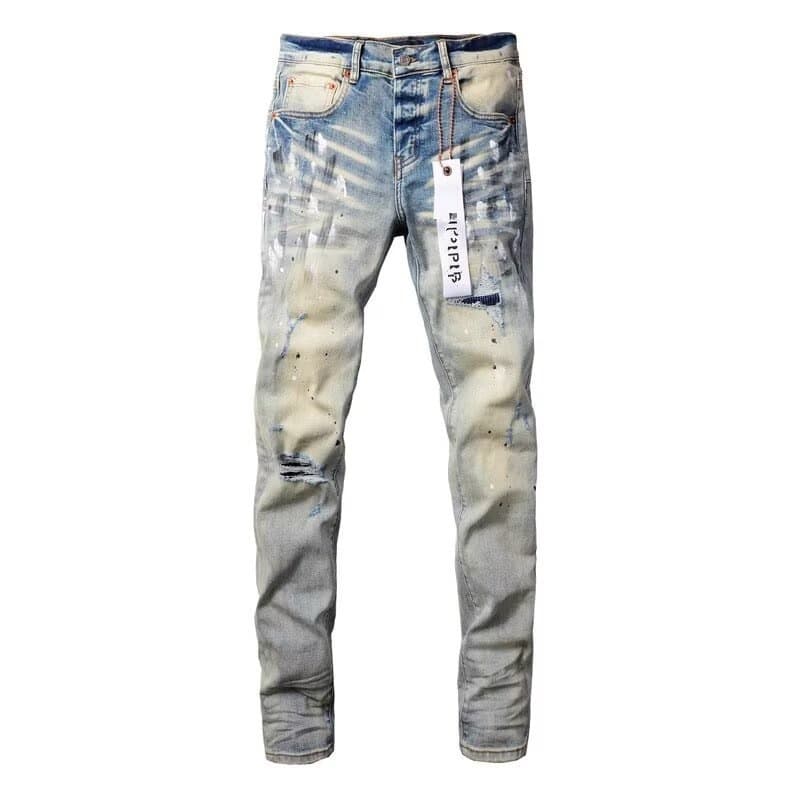 Jean slim pour homme avec écusson brodé, style décontracté et tendance, pantalon en coton déchiré
