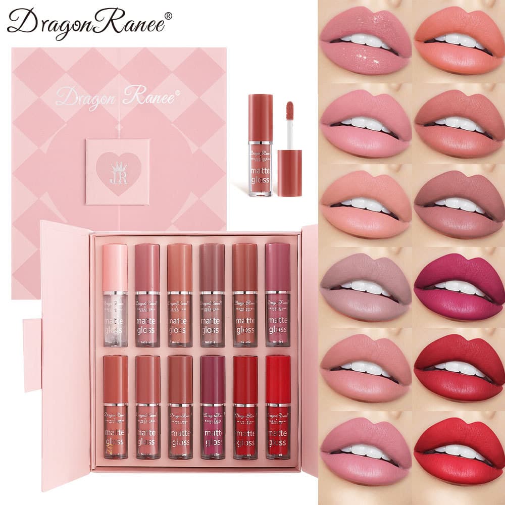 12-Color Matte Liquid Lipstick Set - Long-Lasting, Non-Transfer Lip Gloss Makeup Gift Box With All-Day Wear