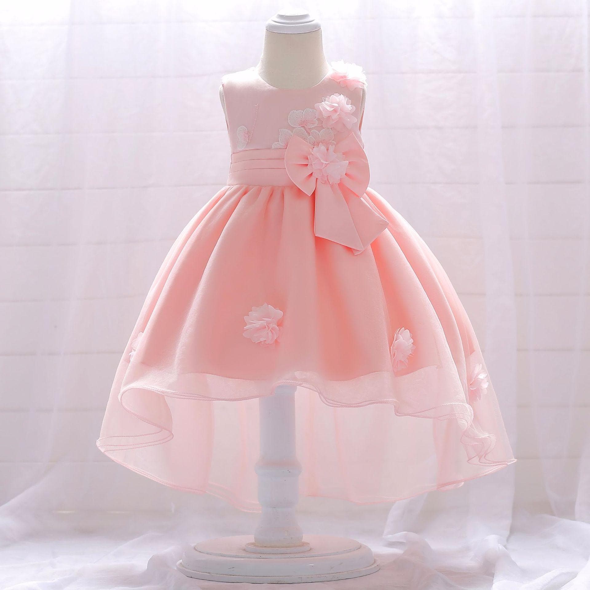 Floral Tulle Baby's First Birthday Dress Little Princess Mesh Gift Full Moon Birthday Toddler Girls Clothing 3-7 Years Old