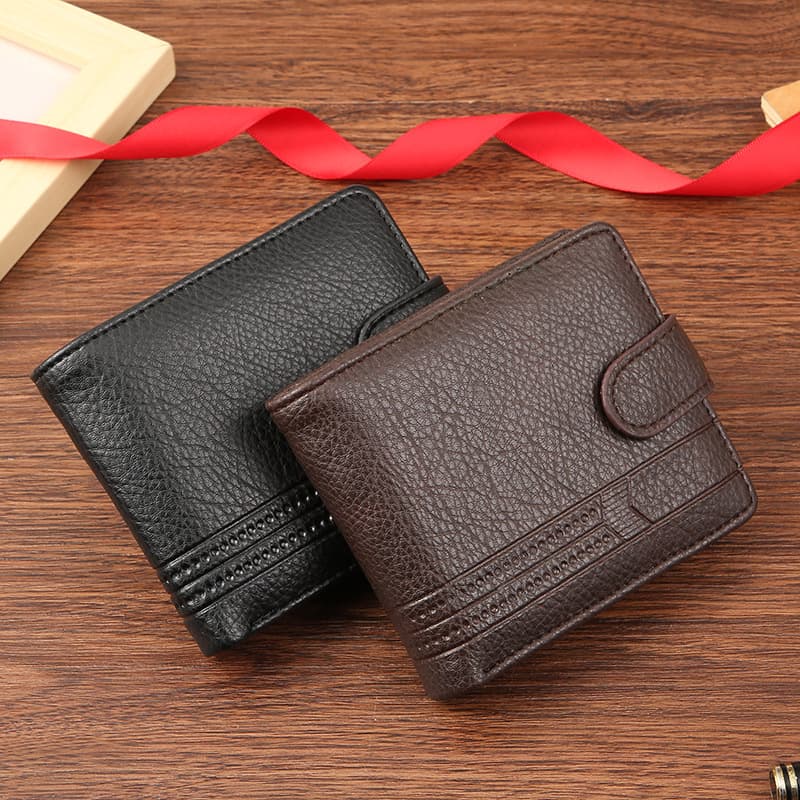 Men's Wallet Card Cases Pu Leather Short Zipper Buckle Wallet Wallet Coin Wallet